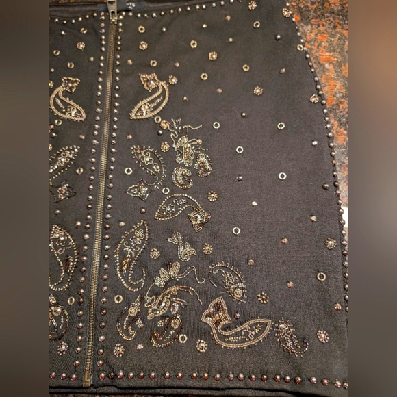 Allsaints Cassidy Zip Up Embellished Mini Skirt - Black studded - Picture 7 of 13